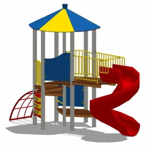 wyjątkowa wieża na plac zabaw ze zjeżdżalnią spiralną